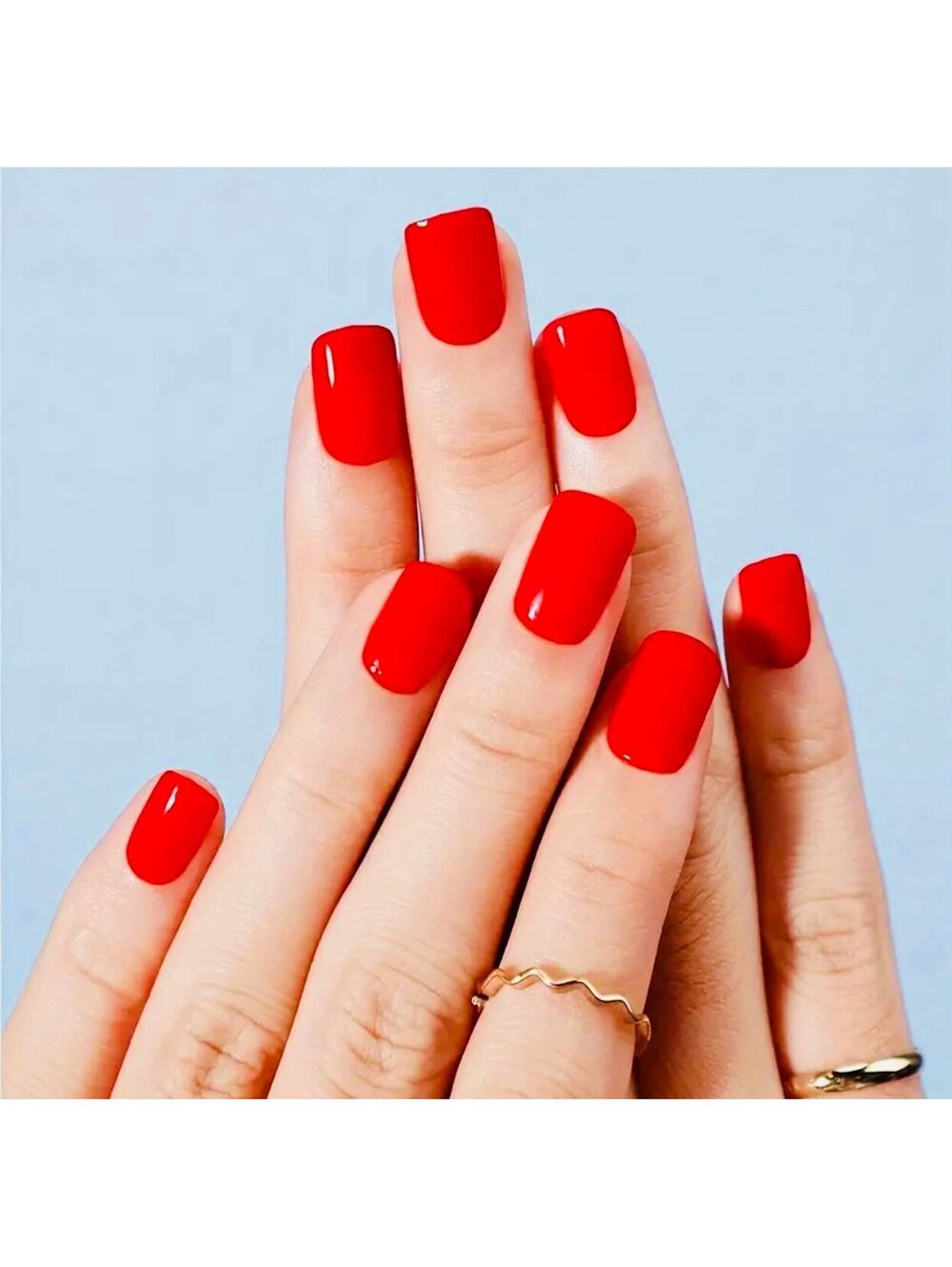 New - 24pcs - Poppin Red Medium Square Reusable Press-On-Nails